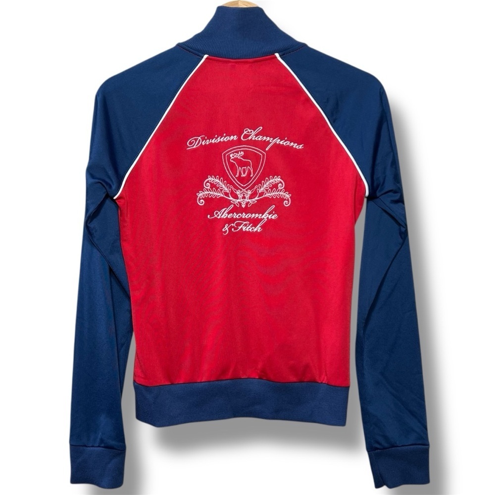 Vintage Abercrombie & Fitch‎ Jacket Womens M Navy Red Zip Up Track Y2K Pockets